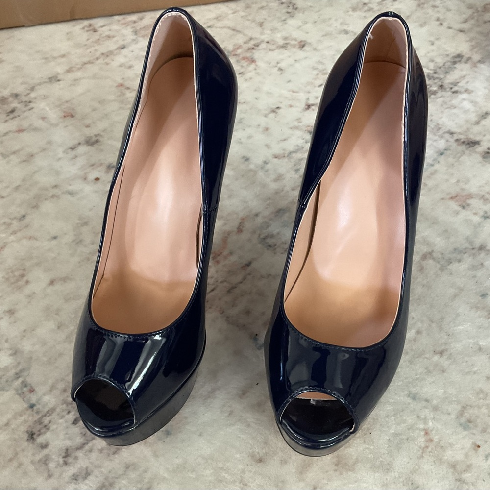 Elegant Navy Peep-Toe Heels